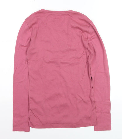Tommy Hilfiger Women's Pink Long Sleeve Cotton Crew Neck T-Shirt Size S