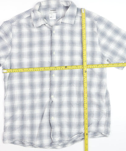 Dunnes Stores Men's Blue Check Cotton Short Sleeve Button-Up Shirt Medium