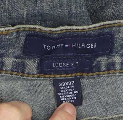 Tommy Hilfiger Men’s Blue Denim Loose Fit Straight Jeans 33x32