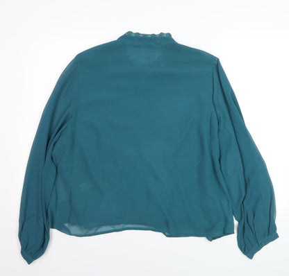 Gallery Womens Green Lace Trim Long Sleeve Tunic Blouse Size 18