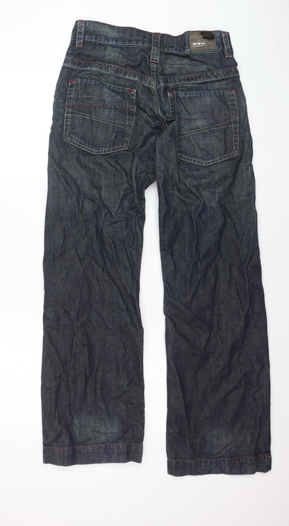 Shine Men's Blue Straight Denim Jeans W30 L32 Regular Fit