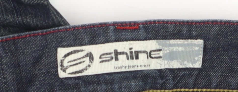 Shine Men's Blue Straight Denim Jeans W30 L32 Regular Fit