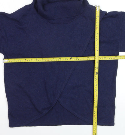 Marble Women’s Blue Cotton Roll Neck 3/4 Sleeve Pullover Jumper XS