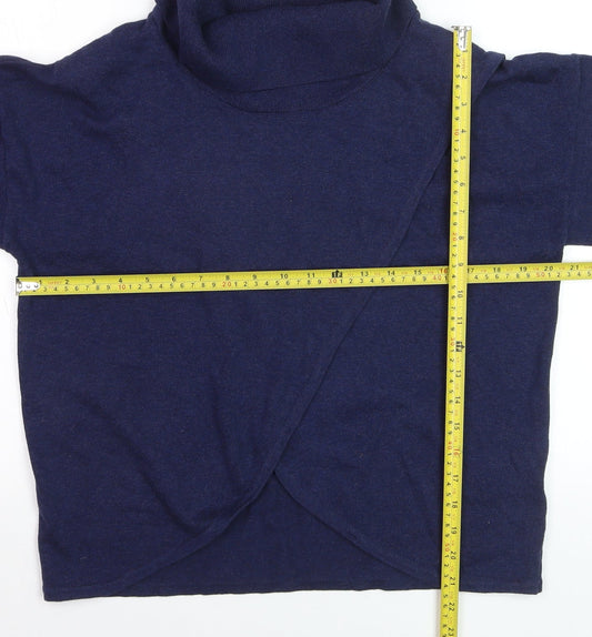 Marble Women’s Blue Cotton Roll Neck 3/4 Sleeve Pullover Jumper XS