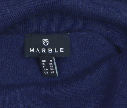 Marble Women’s Blue Cotton Roll Neck 3/4 Sleeve Pullover Jumper XS