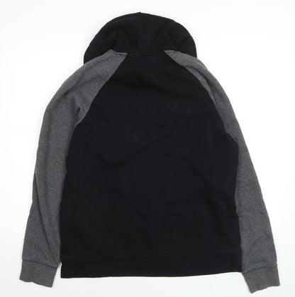 Reebok Mens Black Grey Pullover Hoodie Size M Fleece Sportswear