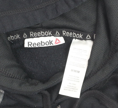 Reebok Mens Black Grey Pullover Hoodie Size M Fleece Sportswear
