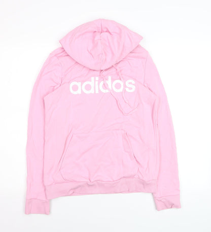 Adidas Women's Pink Pullover Hoodie Small Logo Cotton Blend