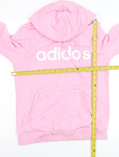 Adidas Women's Pink Pullover Hoodie Small Logo Cotton Blend