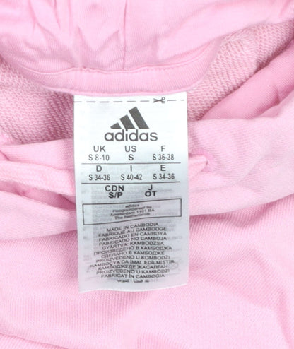 Adidas Women's Pink Pullover Hoodie Small Logo Cotton Blend