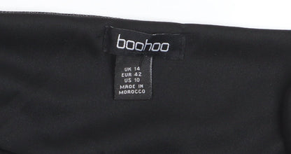 Boohoo Women’s Black Size 14 Long Ruffle Bodycon Dress