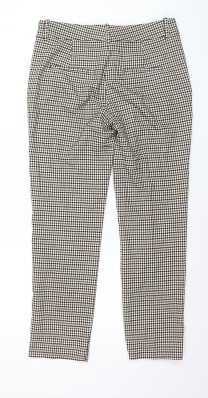 Zara Women Brown Check Slim Fit Chino Trousers Size 8