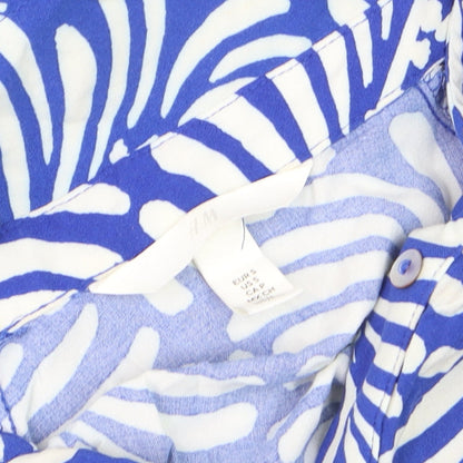 H&M Women’s Blue Tropical Collared Cotton Shirt Dress M