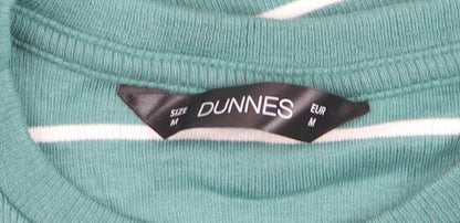 Dunnes Women's Green Striped Cropped T-Shirt M