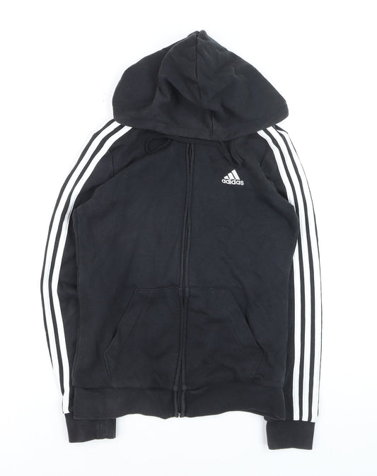 Adidas Boys Black Hooded Full Zip Track Jacket 8-10 Years