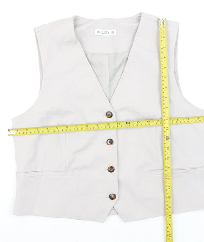 Gallery Womens Beige Suit Waistcoat UK 14 Classic Lined Vest
