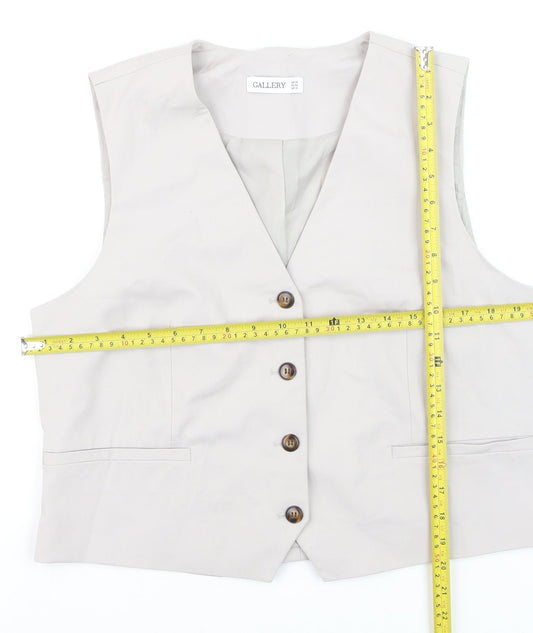 Gallery Womens Beige Suit Waistcoat UK 14 Classic Lined Vest