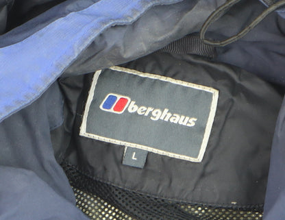Berghaus Men Blue L Waterproof Hooded Hiking Parka Jacket Lined