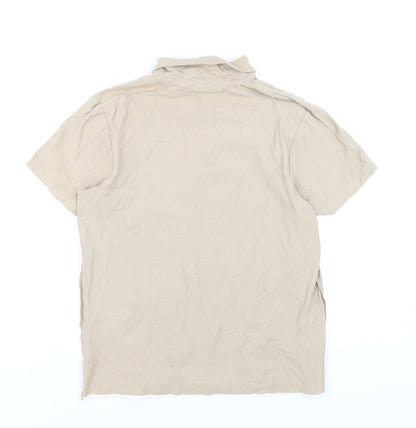 Debenhams Men's Beige Short Sleeve Polo Shirt Medium 100% Cotton