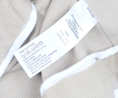 Debenhams Men's Beige Short Sleeve Polo Shirt Medium 100% Cotton