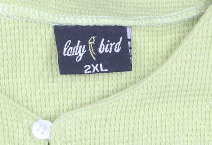 Ladybird Women's Green 2XL Waffle-Knit Cotton Henley Jumper