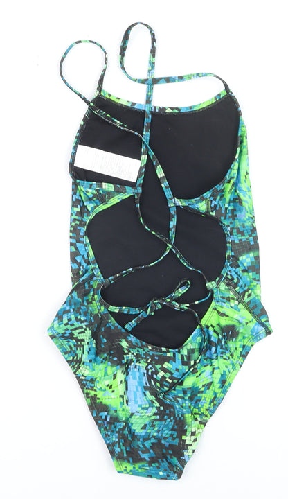 Nike Women's Multicoloured One Piece Swimsuit Size 10 Athletic Fit