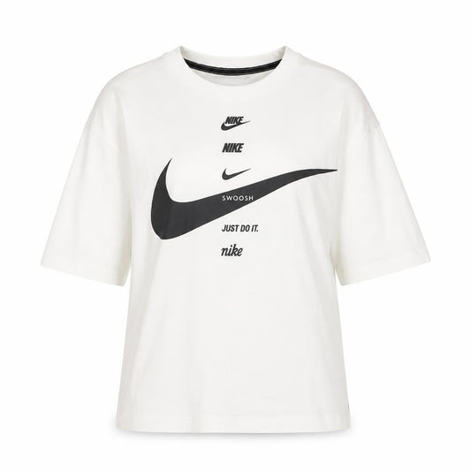Nike Womens White XS Relaxed Fit Cotton Logo T-Shirt