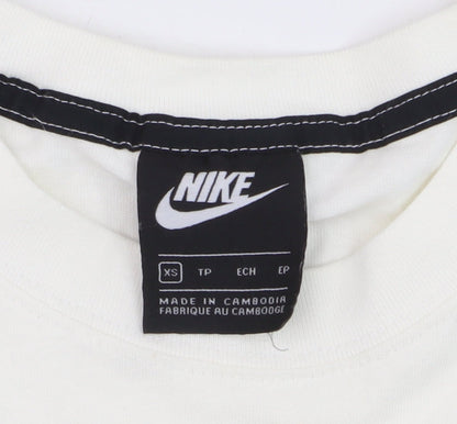 Nike Womens White XS Relaxed Fit Cotton Logo T-Shirt