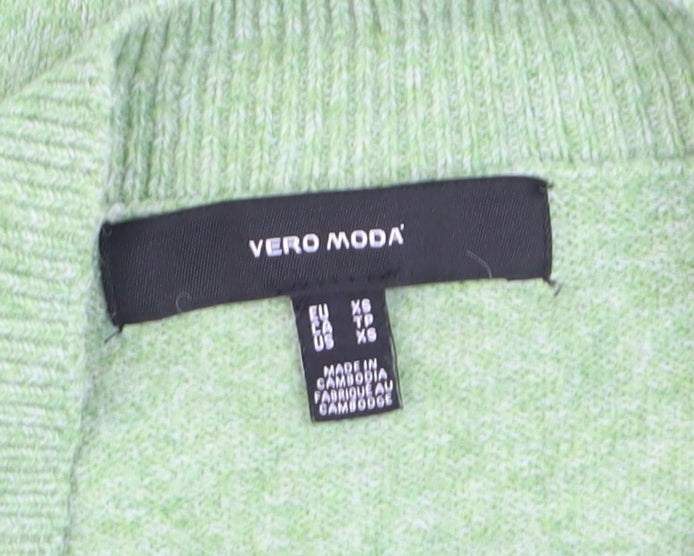 Vero Moda Women Green XS Crew Neck Long Sleeve Knit Jumper