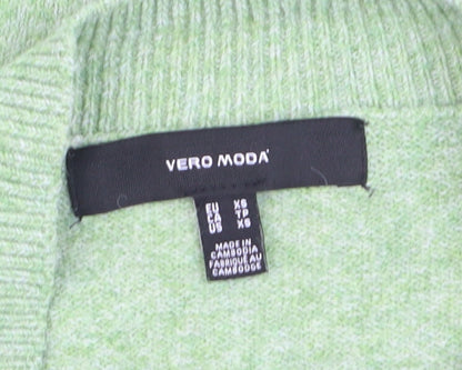 Vero Moda Women Green XS Crew Neck Long Sleeve Knit Jumper