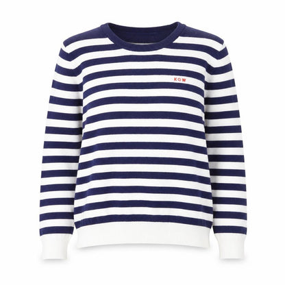 Kelly & Grace Women’s Navy Stripe Pullover Jumper XL Viscose Blend