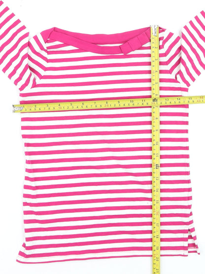 Kate Spade Women’s Pink Striped 3/4 Sleeve Boat Neck Cotton Top Size S