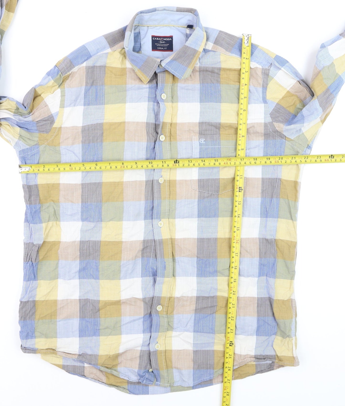 Casa Moda Men's Multicoloured Check Long Sleeve Casual Cotton Shirt L 42in