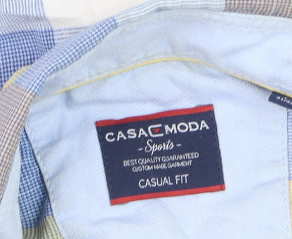 Casa Moda Men's Multicoloured Check Long Sleeve Casual Cotton Shirt L 42in