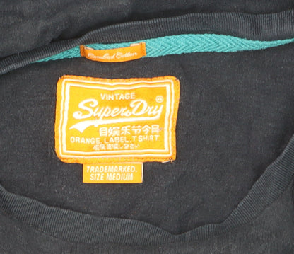 Superdry Men's Navy Blue Cotton Crew Neck Short Sleeve T-Shirt Medium