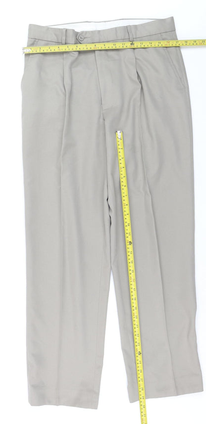 Cedarwood State Men's Beige 34W 31L Pleated Dress Trousers
