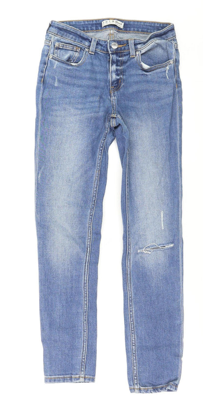 Denim Co. Womens Blue Size 6 Skinny Distressed Stretch Jeans