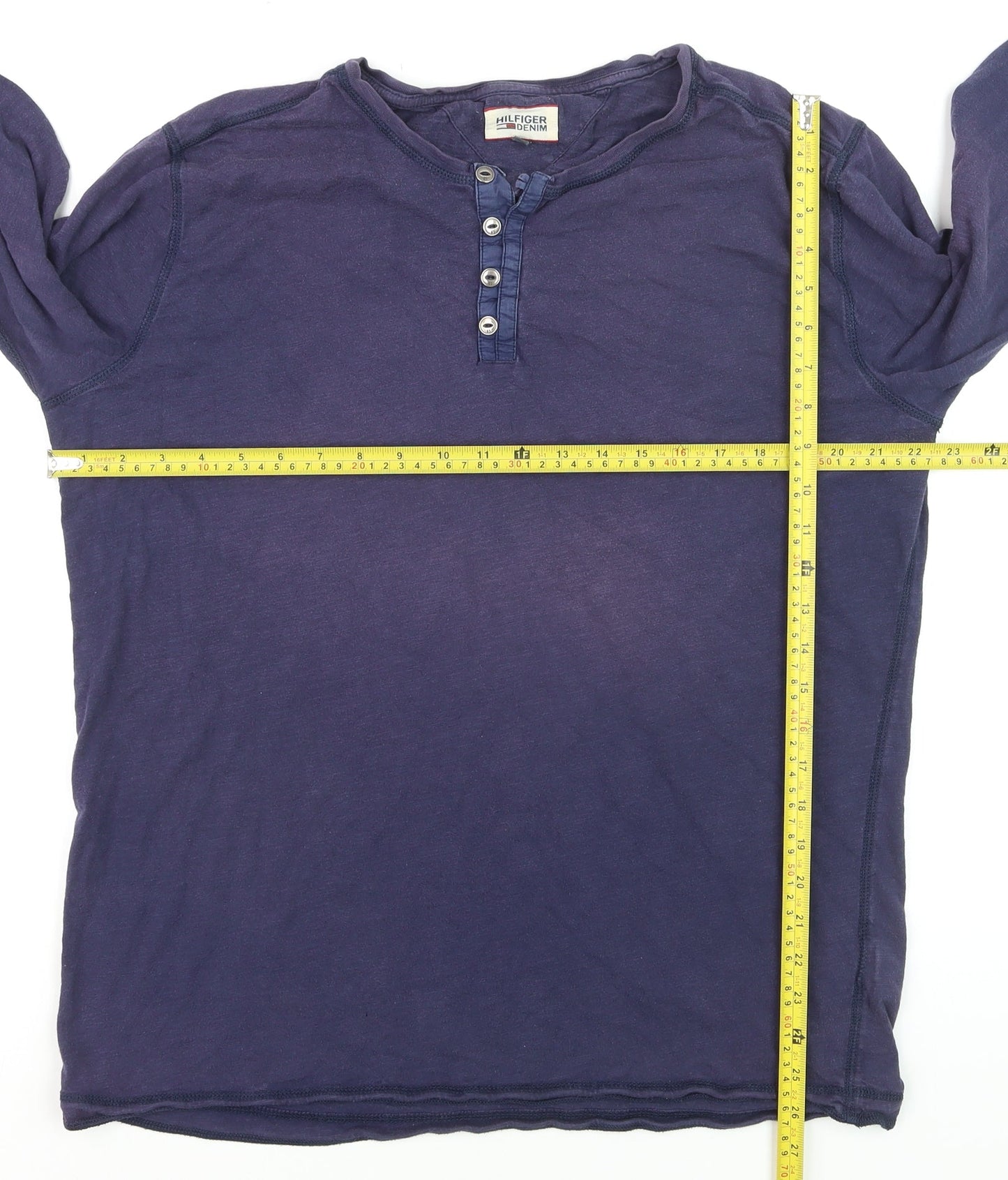 Hilfiger Denim Men's Blue XL Henley Long Sleeve Casual Shirt