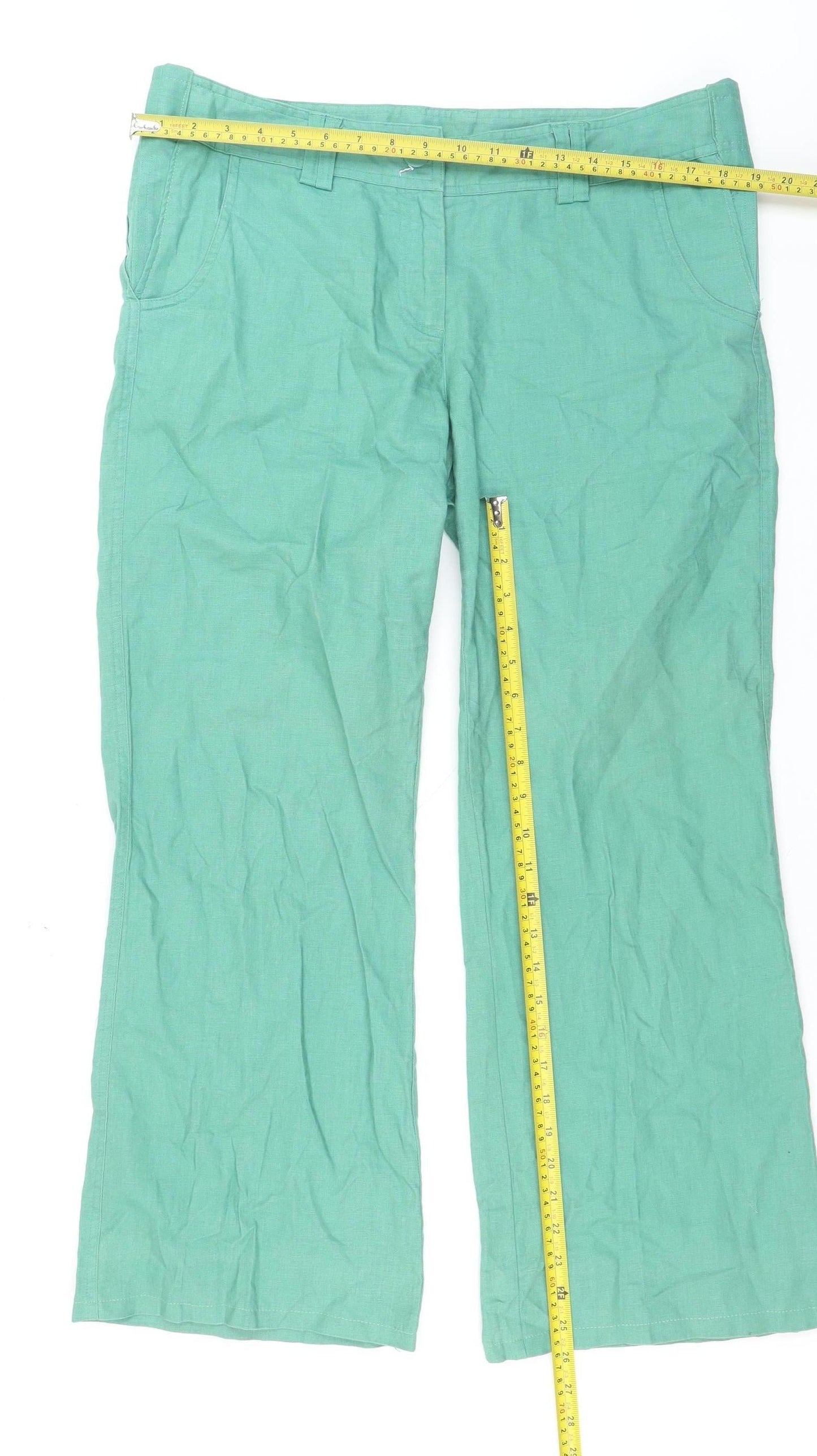 Atmosphere Women’s Green Linen Cotton Chino Trousers Size 12