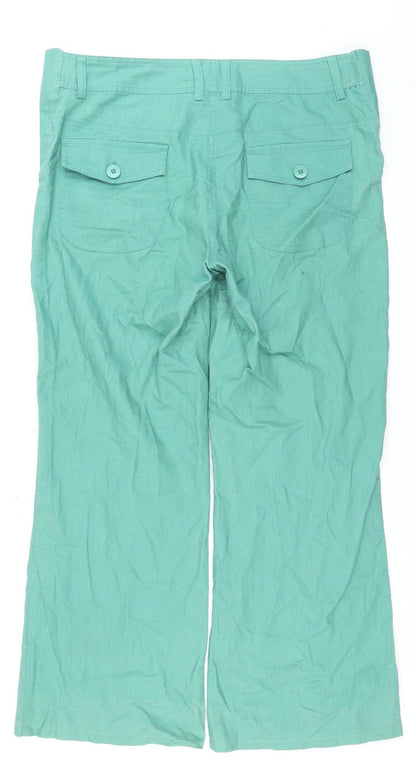 Atmosphere Women’s Green Linen Cotton Chino Trousers Size 12