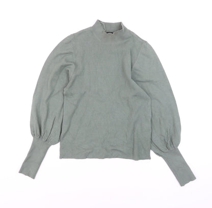 Vero Moda Women's Green Mock Neck Balloon Sleeve Jumper Size M