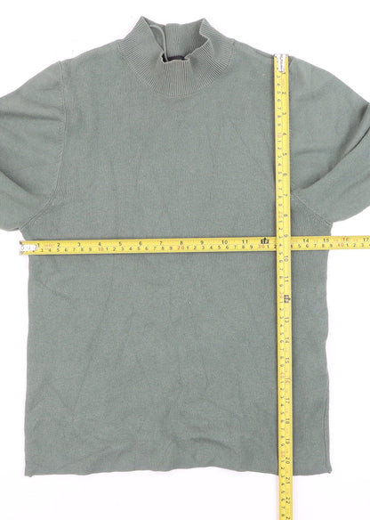 Vero Moda Women's Green Mock Neck Balloon Sleeve Jumper Size M