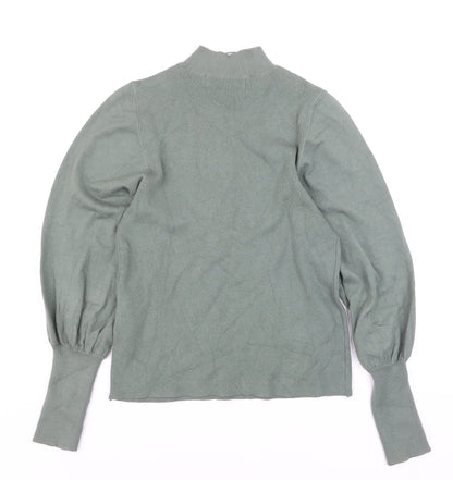 Vero Moda Women's Green Mock Neck Balloon Sleeve Jumper Size M