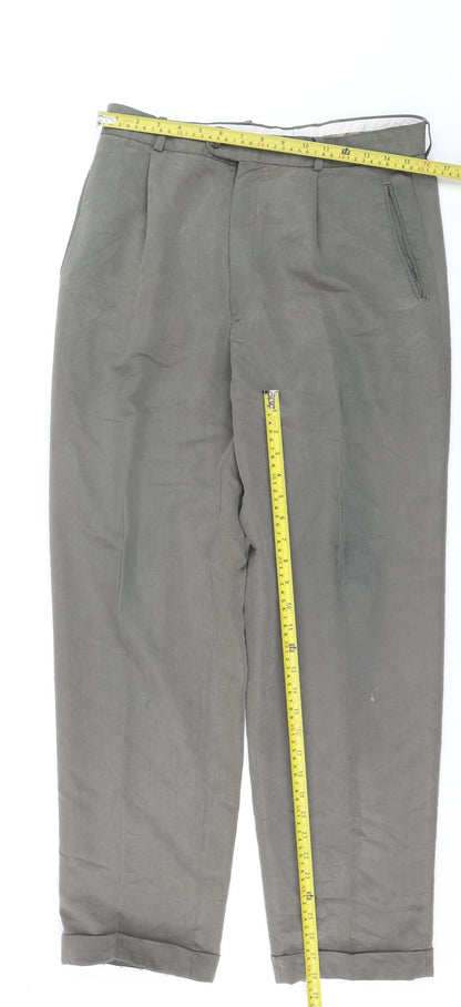 Butler & Webb Men's Grey Cotton Dress Pants W34 L31