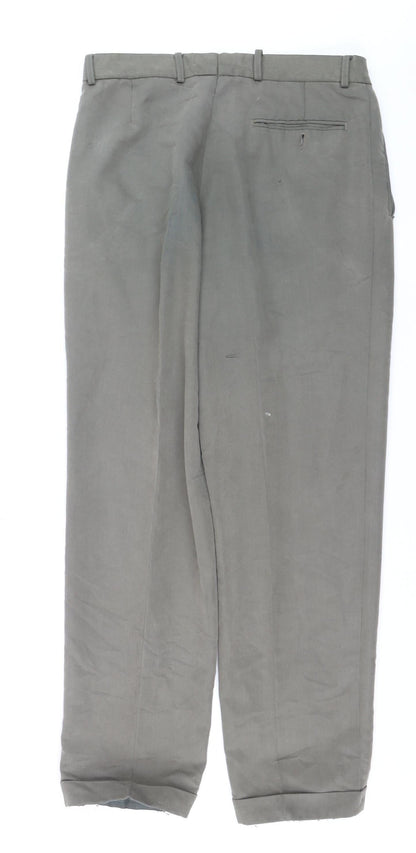 Butler & Webb Men's Grey Cotton Dress Pants W34 L31