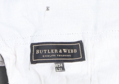 Butler & Webb Men's Grey Cotton Dress Pants W34 L31