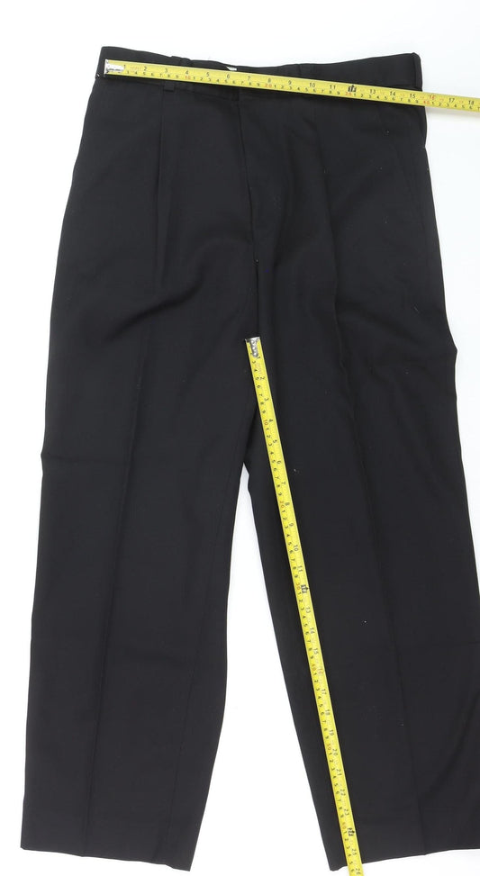 Wood State Women's Black Pleated Work Trousers Size L 32W 29L