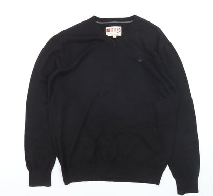 Mustang Men's Black V-Neck Cotton Pullover Jumper Size L