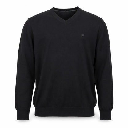 Mustang Men's Black V-Neck Cotton Pullover Jumper Size L