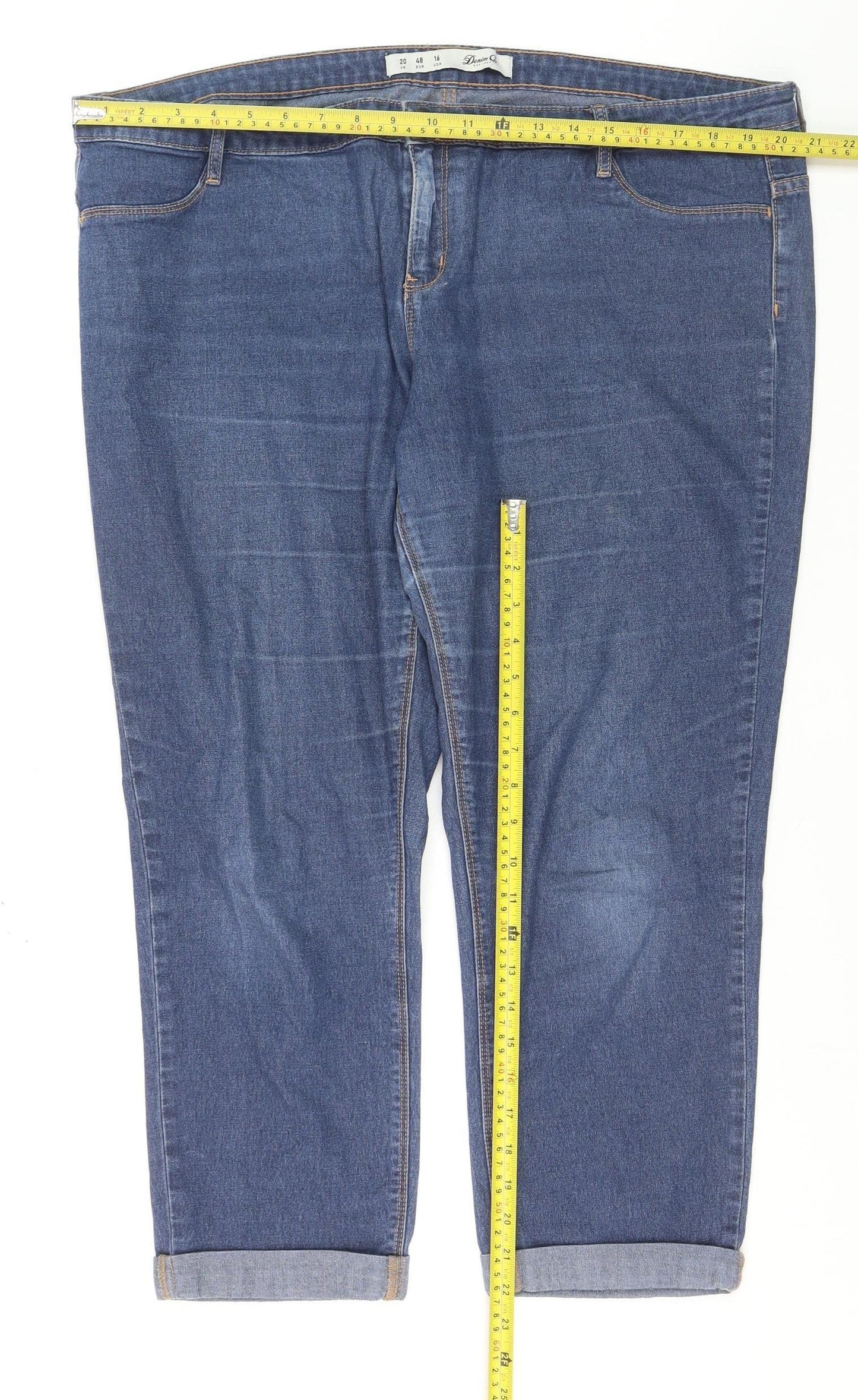 Denim Co. Women Blue Size 16 Cropped Stretch Jeans